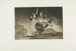 En kvinna och en häst, låt någon annan bemästra dem, tallrik tio från Los Proverbios av Francisco Jose de Goya y Lucientes