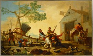 Ett slagsmål utanför den nya krogen ... (målning på duk) av Francisco Jose de Goya y Lucientes