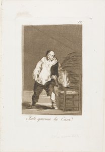 Och hans hus brinner, skylt 18 från Los Caprichos av Francisco Jose de Goya y Lucientes