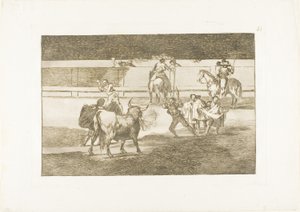 Banderillas med smällare, tallrik 31 från The Art of Bullfighting av Francisco Jose de Goya y Lucientes