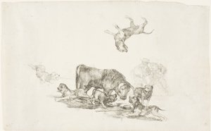 Tjur attackerad av hundar av Francisco Jose de Goya y Lucientes