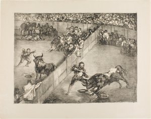 Tjurfäktning i en delad ring, från The Bulls of Bordeaux av Francisco Jose de Goya y Lucientes