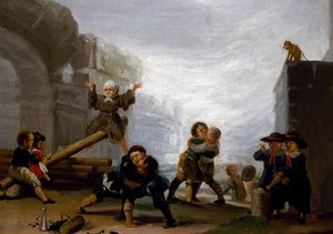 Barn som slåss och leker på en gungbräda