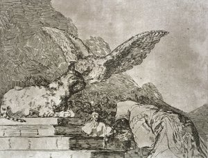 Feline pantomime, skylt 73 av "The Disasters of War" av Francisco Jose de Goya y Lucientes