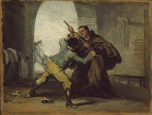 Friar Peter Wrests the Gun från El Maragato, ca av Francisco de Goya