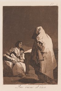 Here Comes the Bogey, sent 18:e-tidigt 19:e århundrade (tryck) av Francisco de Goya