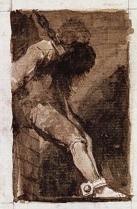 Om det är en brottsling dör han snabbt. (Aquatint, ca 1810) av Francisco de Goya