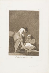 Den är Nicely Stretched, tallrik 17 från Los Caprichos av Francisco Jose de Goya y Lucientes
