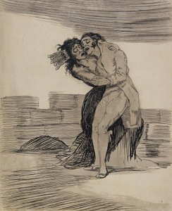 Man och kvinna som omfamnar varandra av Francisco Jose de Goya y Lucientes