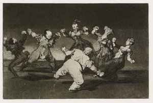Merry dårskap (Disparate alegre), Platta 12 från "Los Proverbios", c.1819-24 (etsning, akvatint, lavis, lackerare, torrnål & burin på papper) av Francisco de Goya