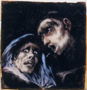 Munk som talar med en gammal kvinna av Francisco Jose de Goya y Lucientes