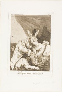 Vad ska han dö av?, skylt 40 från Los Caprichos av Francisco Jose de Goya y Lucientes