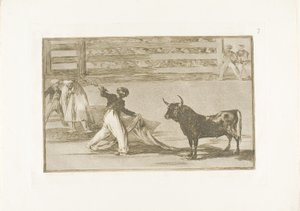 Harpunernas eller banderillans ursprung, tallrik sju från The Art of Bullfighting av Francisco Jose de Goya y Lucientes