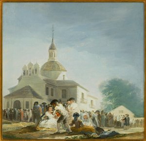 Pilgrimer framför kapellet Saint Isidore La ermita de San Isidro el dia de la fiesta ... (målning på duk) av Francisco Jose de Goya y Lucientes