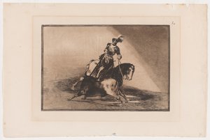 Tallrik 10 från La Tauromaquia: Charles V Spjuta en tjur i ringen i Valladolid, 1816, tryckt 1876 (Essning och akvatint på lagt papper) av Francisco Jose de Goya y Lucientes