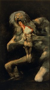 Saturnus slukar en av sina söner av Francisco de Goya