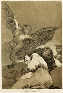 Snitches av Francisco de Goya (1746-1828), Etsning och akvatint nummer 48 i serien Capricci (circaprichos)