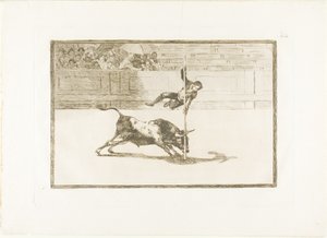The Agility and Audacity of Juanito Apinani i ringen i Madrid, skylt 20 från The Art of Bullfighting av Francisco Jose de Goya y Lucientes