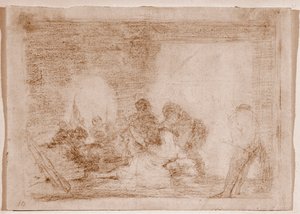 Krigets katastrofer: En man som vittnar om våldtäkten på sin fru (ritning av Francisco de Goya
