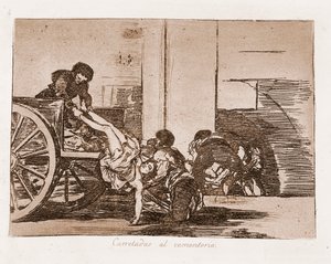 The Disasters of War: Billass till kyrkogården (etsning från förberedande ritning av Francisco de Goya