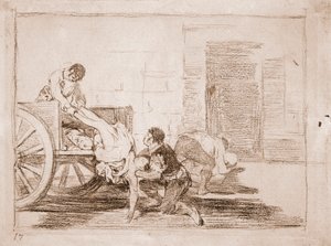 The Disasters of War: Billass till kyrkogården (förberedande ritning av Francisco de Goya