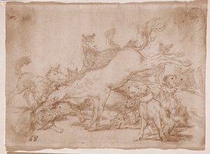 The Disasters of War: Han försvarar sig bra (förberedande ritning av Francisco de Goya