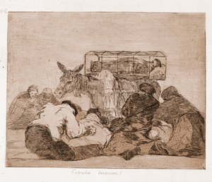 The Disasters of War: Konstig hängivenhet (etsning från förberedande ritning av Francisco de Goya