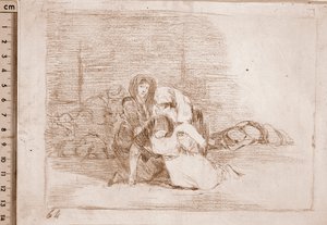 Krigets katastrofer: De kommer inte fram i tid (förberedande ritning av Francisco de Goya