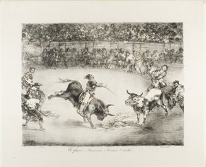 Den berömda amerikanen, Mariano Ceballos, från The Bulls of Bordeaux av Francisco Jose de Goya y Lucientes