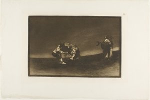 Samme man kastar en tjur i ringen i Madrid, skylt 16 från The Art of Bullfighting av Francisco Jose de Goya y Lucientes