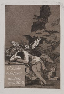 Förnuftets sömn producerar monster av Francisco de Goya