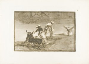 They Play Another with the Cape in an Enclosure, tallrik fyra från The Art of Bullfighting av Francisco Jose de Goya y Lucientes