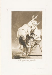 Thou Who Canst Not, tallrik 42 från Los Caprichos av Francisco Jose de Goya y Lucientes