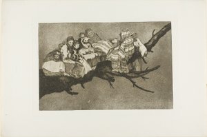 Att gå bland grenarna, d.v.s. att prata genom hatten, plansch tre från Los Proverbios av Francisco Jose de Goya y Lucientes