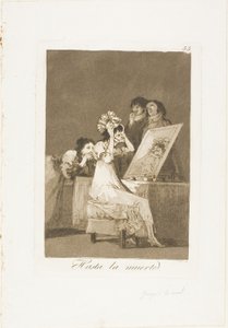 Till döden, skylt 55 från Los Caprichos av Francisco Jose de Goya y Lucientes