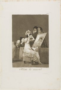 Till döden, skylt 55 från Los Caprichos av Francisco Jose de Goya y Lucientes