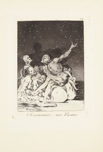 När dagen rasar är vi lediga (Si amanece; nos vamos) Tallrik 71 från: Los Caprichos av Francisco Jose de Goya y Lucientes