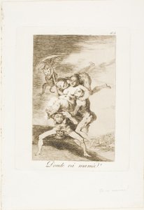 Vart är mamma på väg?, skylt 65 från Los Caprichos av Francisco Jose de Goya y Lucientes