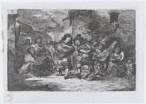 Tavla 17: gatumusiker och dansfigurer, från serien av seder och tidsfördriv från..., 1850.