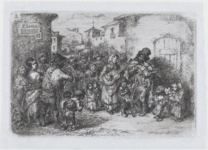 Platta 3: en grupp gatumusikanter, från serien av seder och fritidssysselsättningar från den spanska ..., 1850.