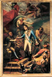 Karl IV av Spanien (1748-1819) utser Manuel Godoy (1767-1851) till amiral för flottan av Francisco Llacer y Valdermont
