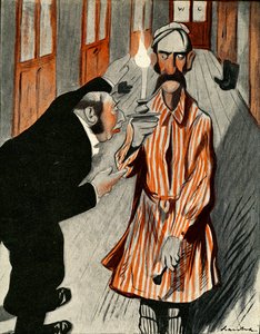 En grinig engelsman som får hjälp av en anställd på ett franskt hotell, 1903