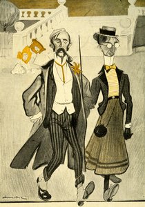 Ett engelskt par i Frankrike som hånas för deras konstiga modekänsla, 1903