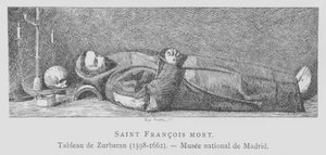 Den döda kroppen av den helige Franciskus av Assisi (litho) av Francisco de (after) Zurbaran