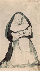 En knästående nunna i bön, tidigt 1800-tal (teckning) av Francisco de Goya