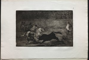 Tjurfäktningar: En spansk riddare som bryter korta spjut med hjälp av assistenter av Francisco de Goya