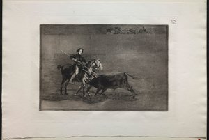 Tjurfäktningar: Manly Courage of the Celebrated Pajuelera in the Ring at Saragosa, 1876. av Francisco de Goya