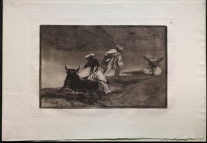 Tjurfäktningar: They Play Another with the Cape in an Enclosure, 1876. av Francisco de Goya