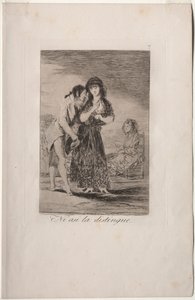 Caprichos: Även så kan han inte göra henne ut av Francisco de Goya