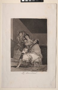 Caprichos: Hon flyr honom av Francisco de Goya